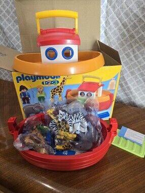 Playmobil 1.2.3 Red & Orange Animal Ark Playset NIB